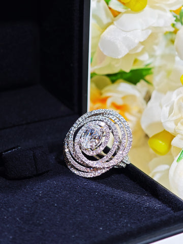 Three-quarter view of the CHANEL oval diamond spiral ring