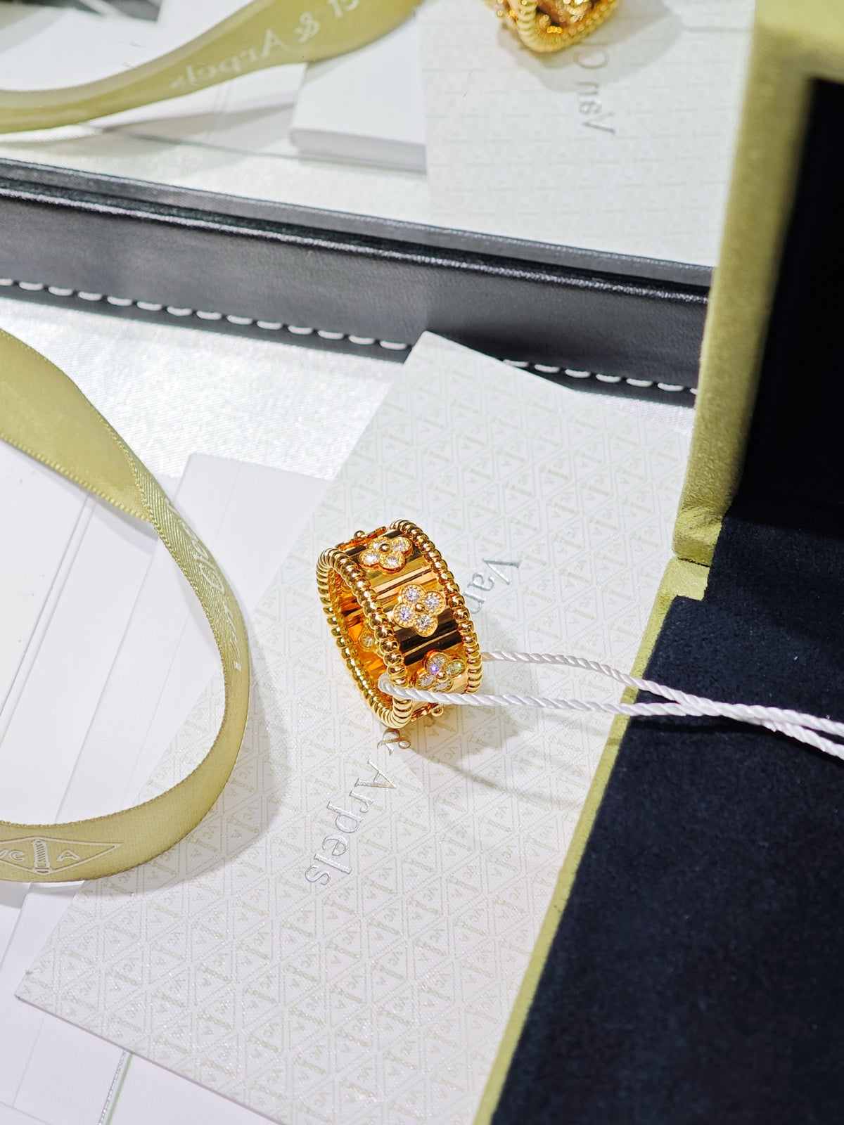 Van Cleef & Arpels Perlée Clovers Diamond Ring, Medium Model