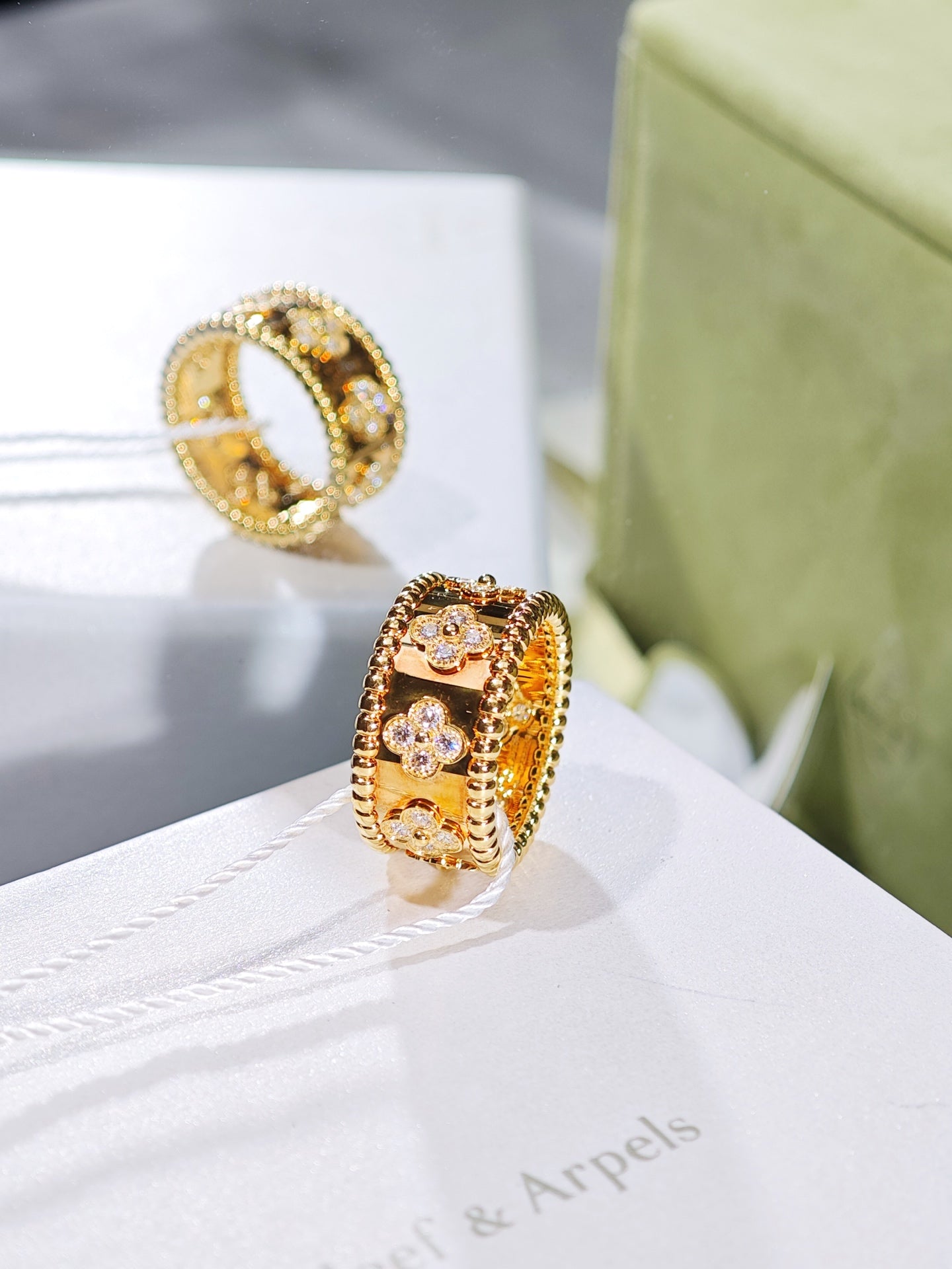 Van Cleef & Arpels Perlée Clovers Diamond Ring, Medium Model