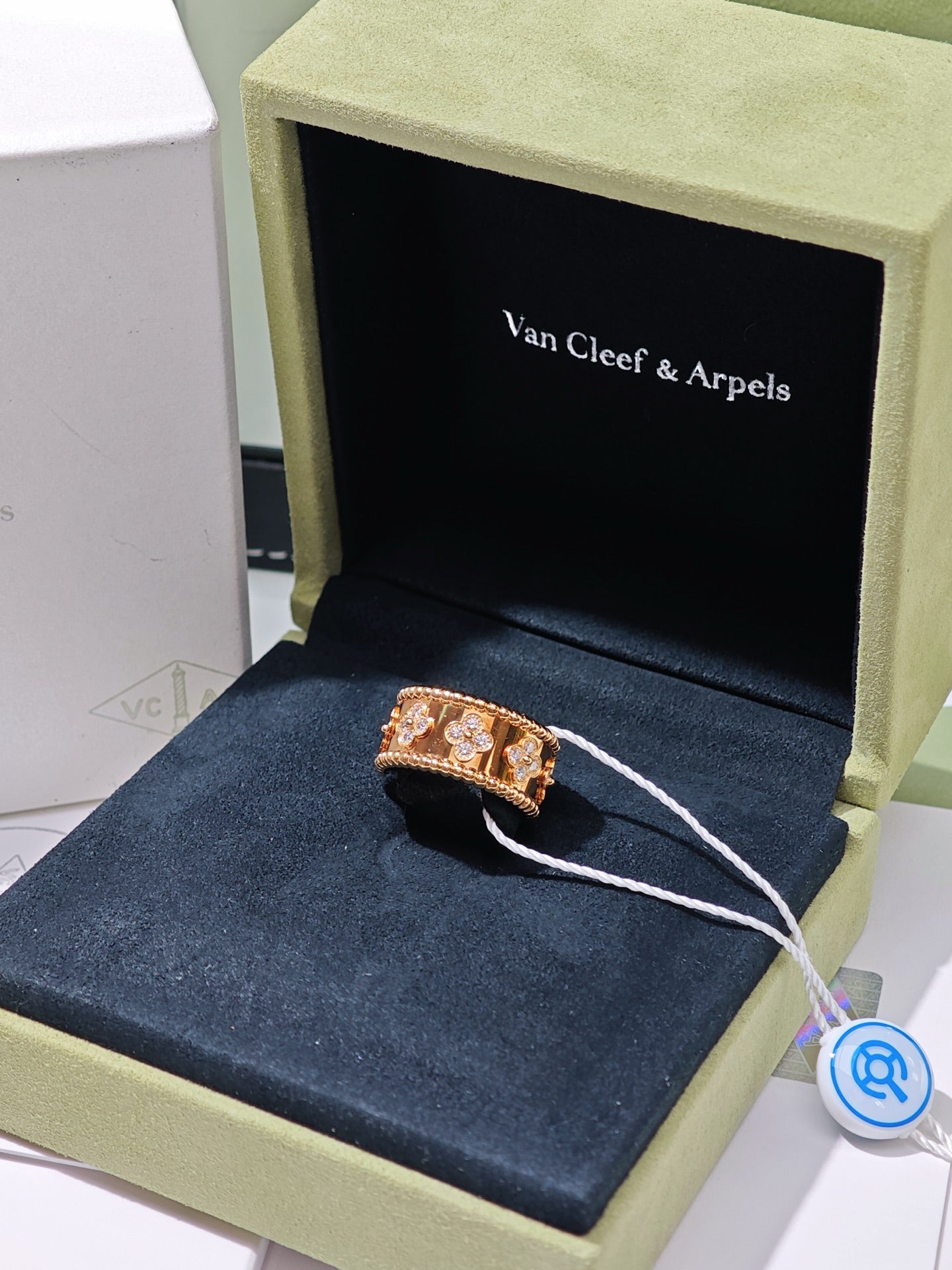 Van Cleef & Arpels Perlée Clovers Diamond Ring, Medium Model