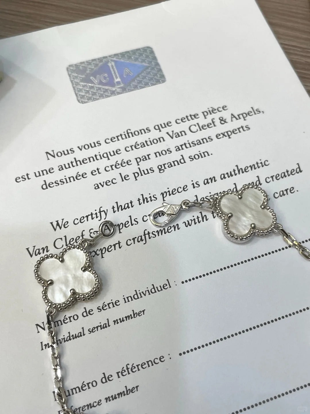 Van Cleef & Arpels Vintage Alhambra 5-Motif White Mother-of-Pearl Bracelet in 18K White Gold
