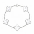 Van Cleef & Arpels Vintage Alhambra 5-Motif White Mother-of-Pearl Bracelet in 18K White Gold