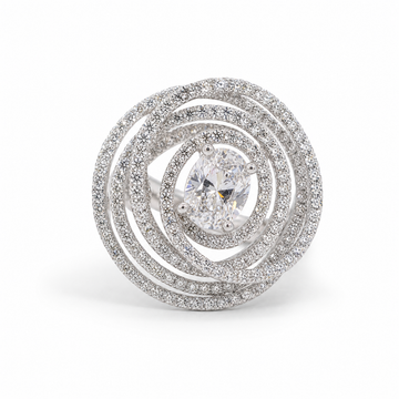 CHANEL 1.51 ct oval diamond spiral ring on a white background