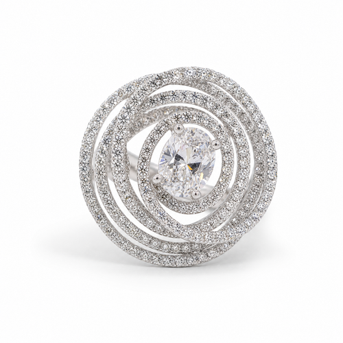 CHANEL 1.51 ct oval diamond spiral ring on a white background