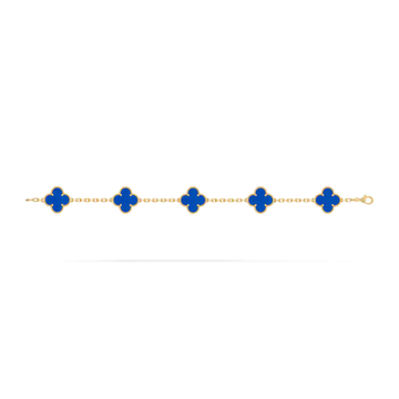 Van Cleef & Arpels Vintage Alhambra 5-Motif Chalcedony Bracelet in 18K Yellow Gold