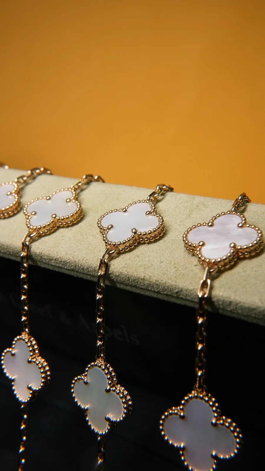 Van Cleef & Arpels Vintage Alhambra 5-Motif White Mother-of-Pearl Bracelet in 18K Yellow Gold