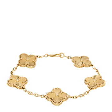 Van Cleef & Arpels Vintage Alhambra 5-Motif Guilloché Bracelet in 18K Yellow Gold