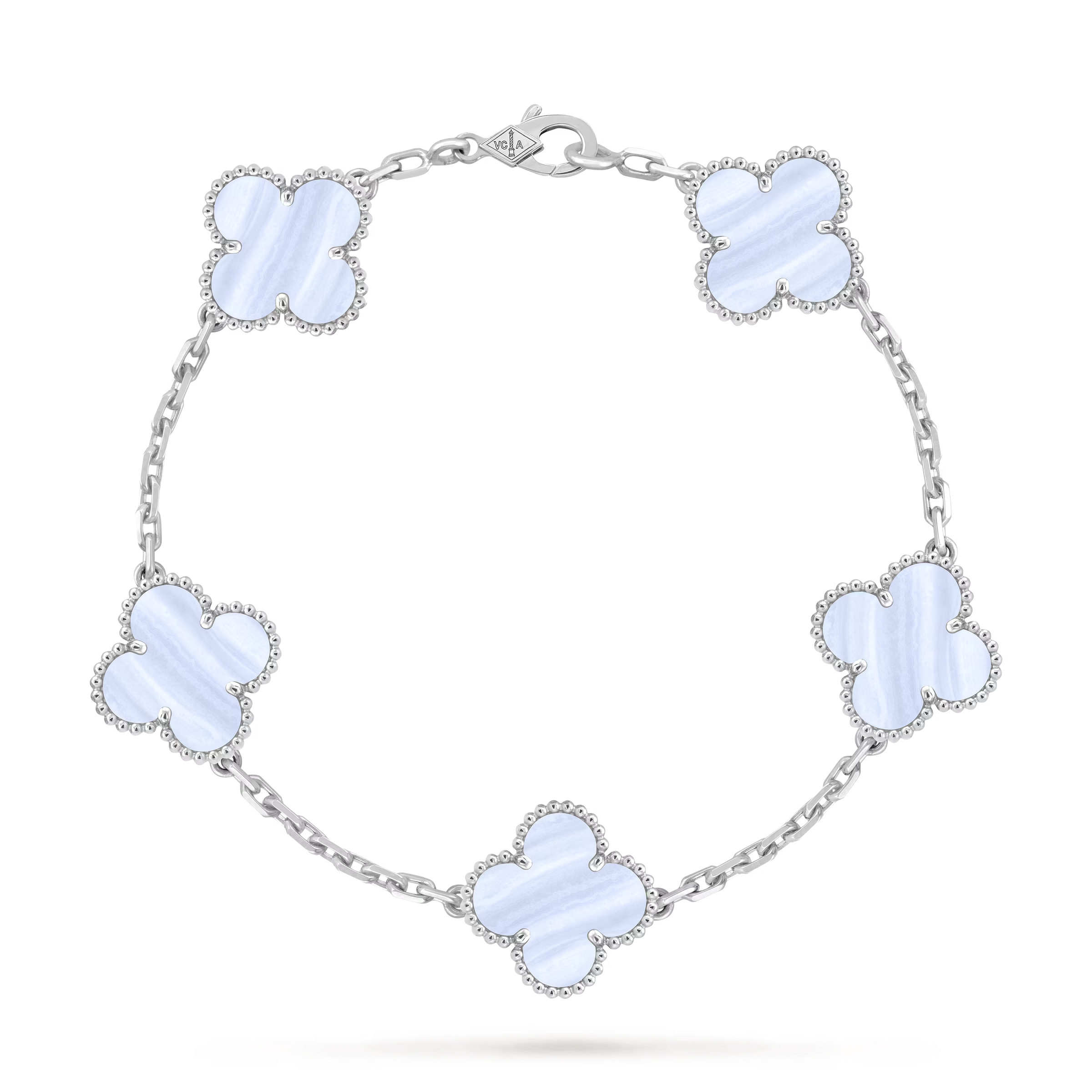 Van Cleef & Arpels Vintage Alhambra 5-Motif Purple Agate Bracelet in 18K White Gold