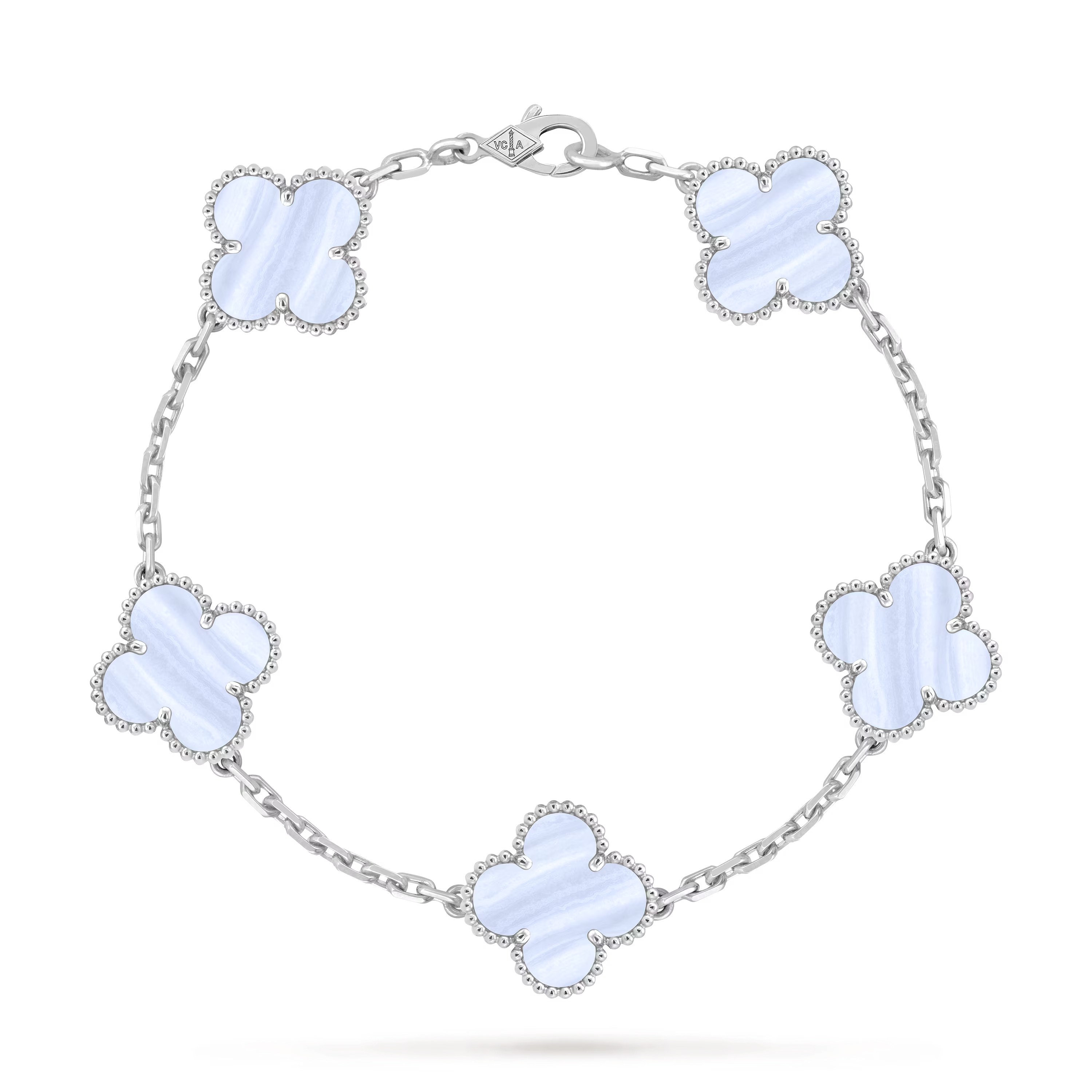 Van Cleef & Arpels Vintage Alhambra 5-Motif Purple Agate Bracelet in 18K White Gold