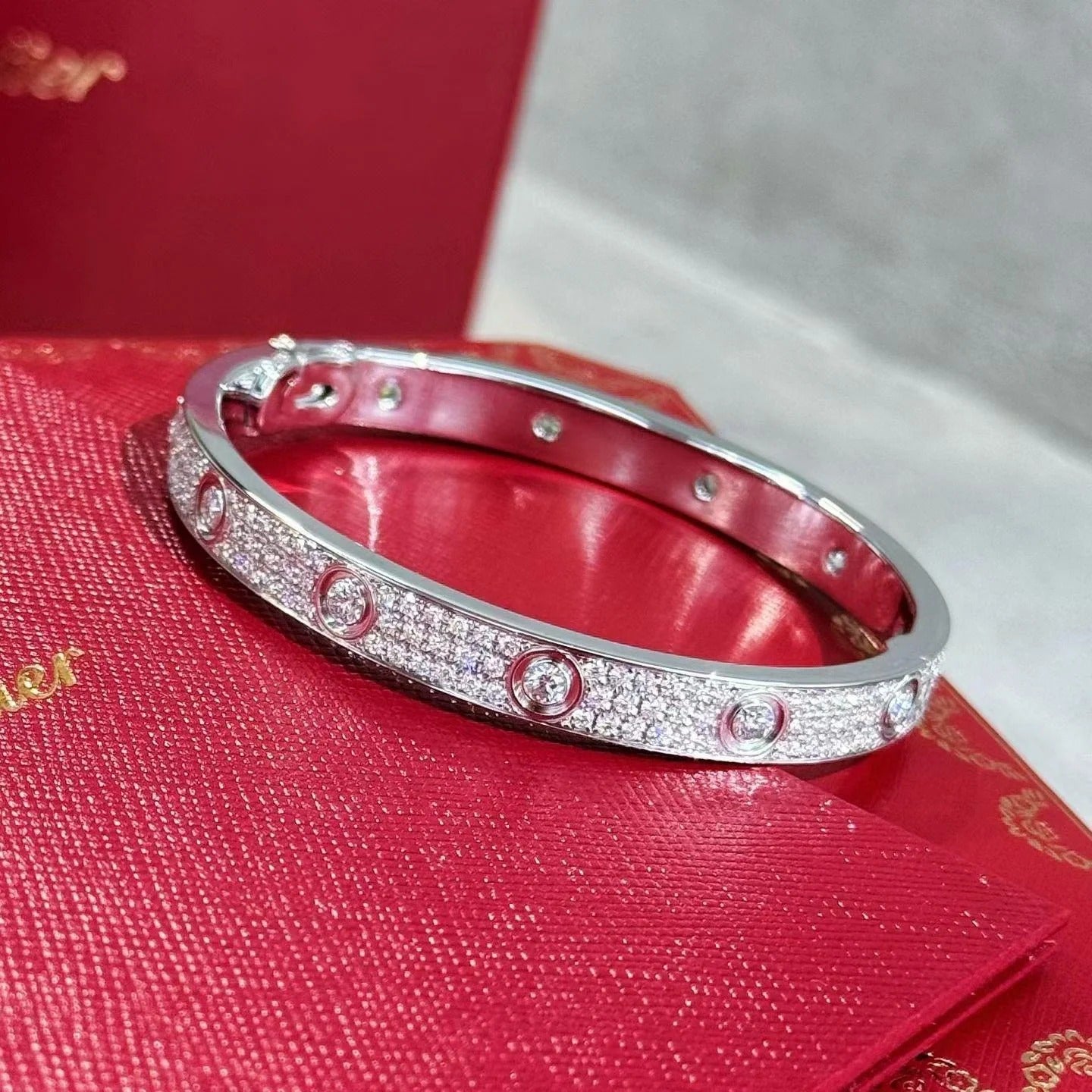 Cartier LOVE Collection Diamond-Paved Bracelet in 18K White Gold