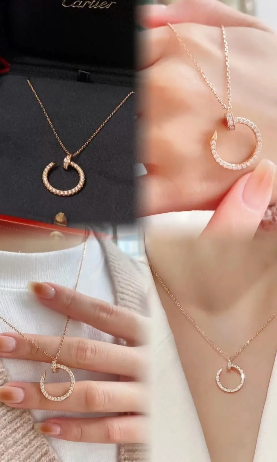 Cartier Juste un Clou Diamond-Paved Necklace in 18K Rose Gold