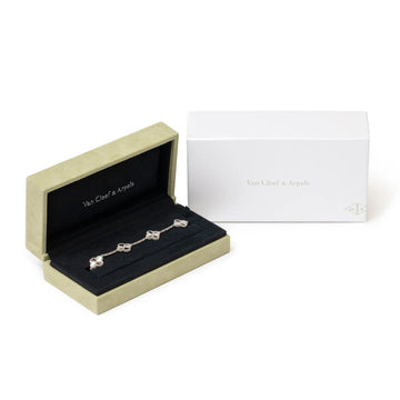 Van Cleef & Arpels Vintage Alhambra 5-Motif Guilloché Bracelet in 18K White Gold