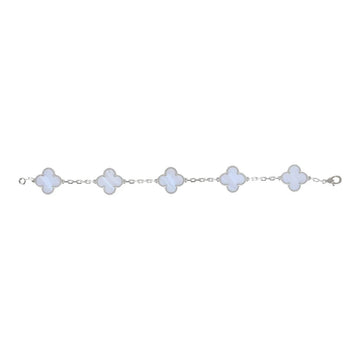 Van Cleef & Arpels Vintage Alhambra 5-Motif Purple Agate Bracelet in 18K White Gold