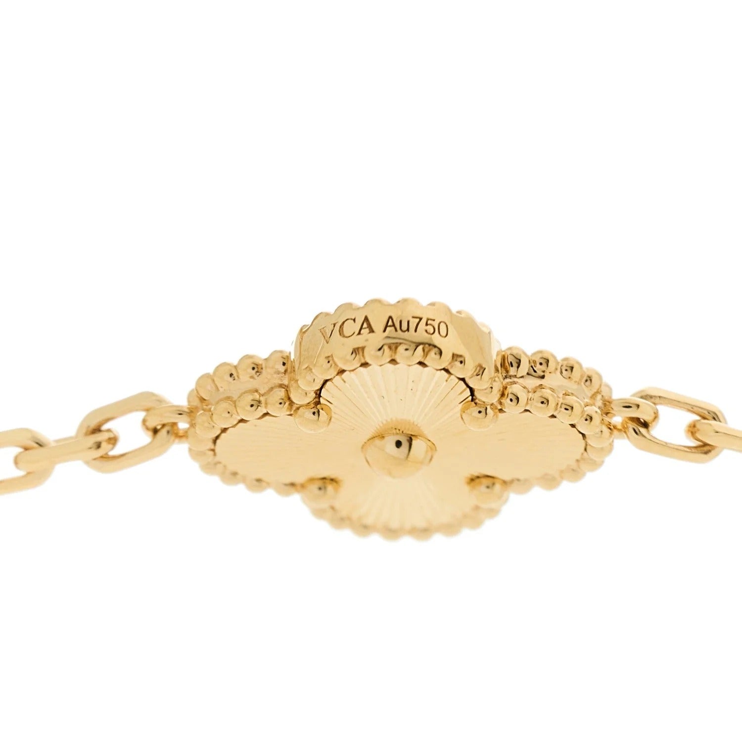 Van Cleef & Arpels Vintage Alhambra 5-Motif Guilloché Bracelet in 18K Yellow Gold