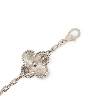 Van Cleef & Arpels Vintage Alhambra 5-Motif Guilloché Bracelet in 18K White Gold