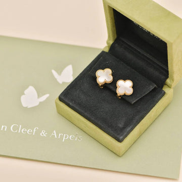Van Cleef & Arpels Vintage Alhambra Medium Mother of Pearl Stud Earrings in 18K Yellow Gold
