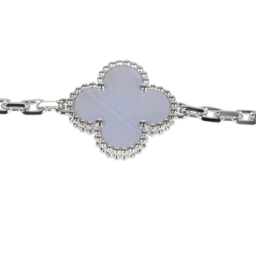 Van Cleef & Arpels Vintage Alhambra 5-Motif Purple Agate Bracelet in 18K White Gold
