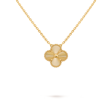 Van Cleef & Arpels Vintage Alhambra 18K Yellow Gold Guilloché Pendant Necklace