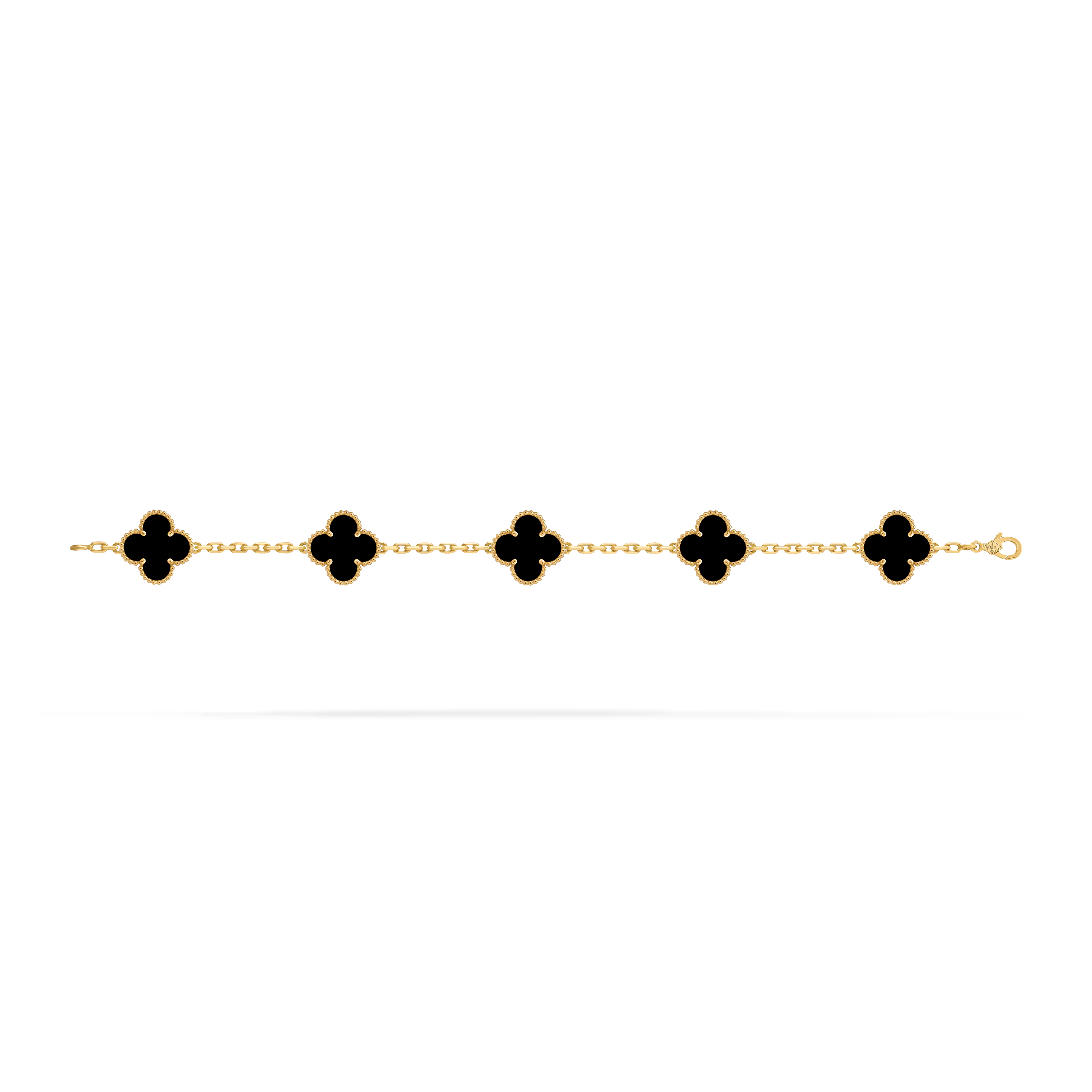 Van Cleef & Arpels Vintage Alhambra 5-Motif Onyx Bracelet in 18K Yellow Gold