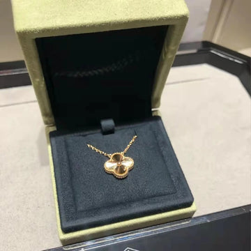 Van Cleef & Arpels Vintage Alhambra 18K Yellow Gold Guilloché Pendant Necklace