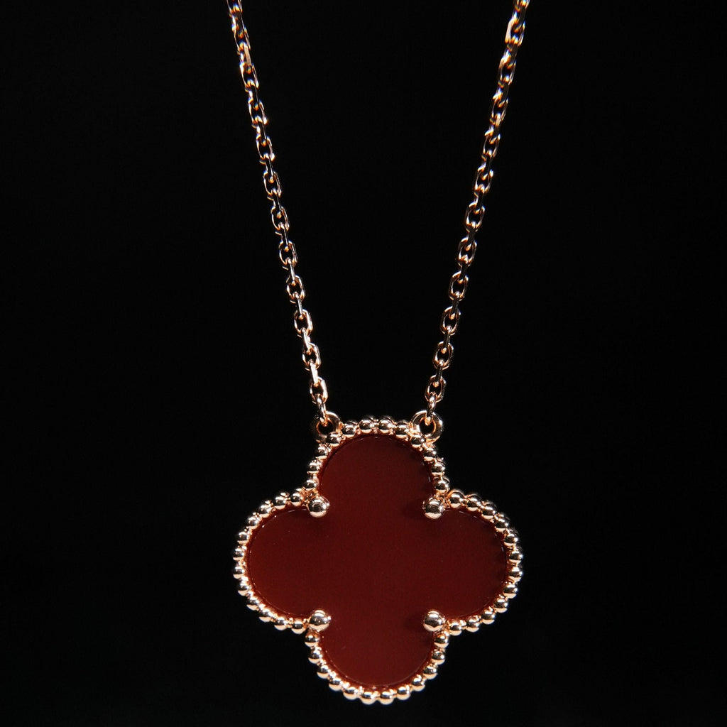 Pre-owned Van Cleef & Arpels Magic Alhambra collection rose gold 20mm Red Clover necklace