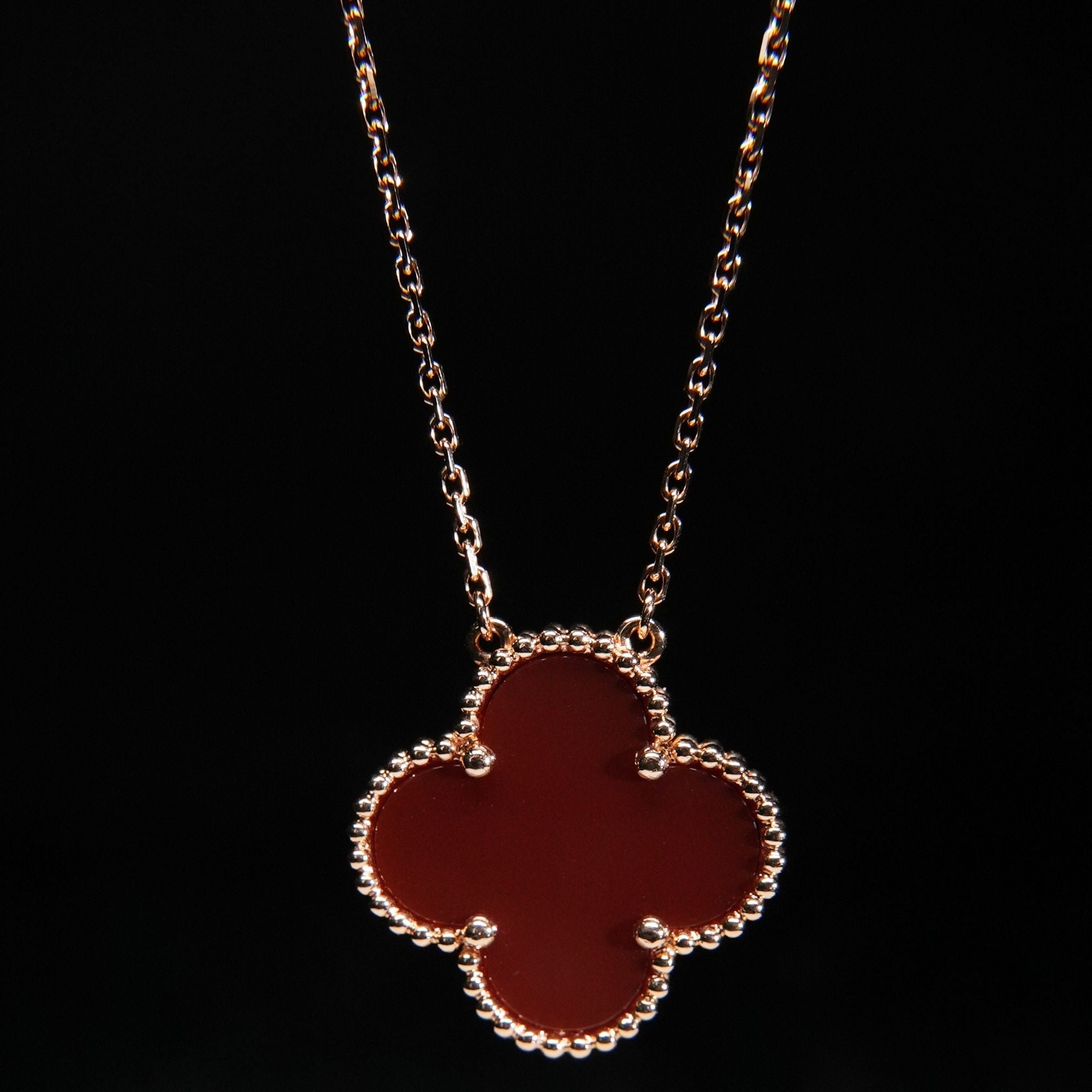 Pre-owned Van Cleef & Arpels Magic Alhambra collection rose gold 20mm Red Clover necklace