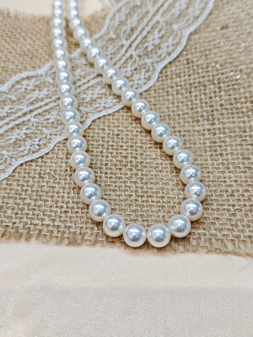 Akoya Hanadama 8.0–8.5 mm pearl necklace detail