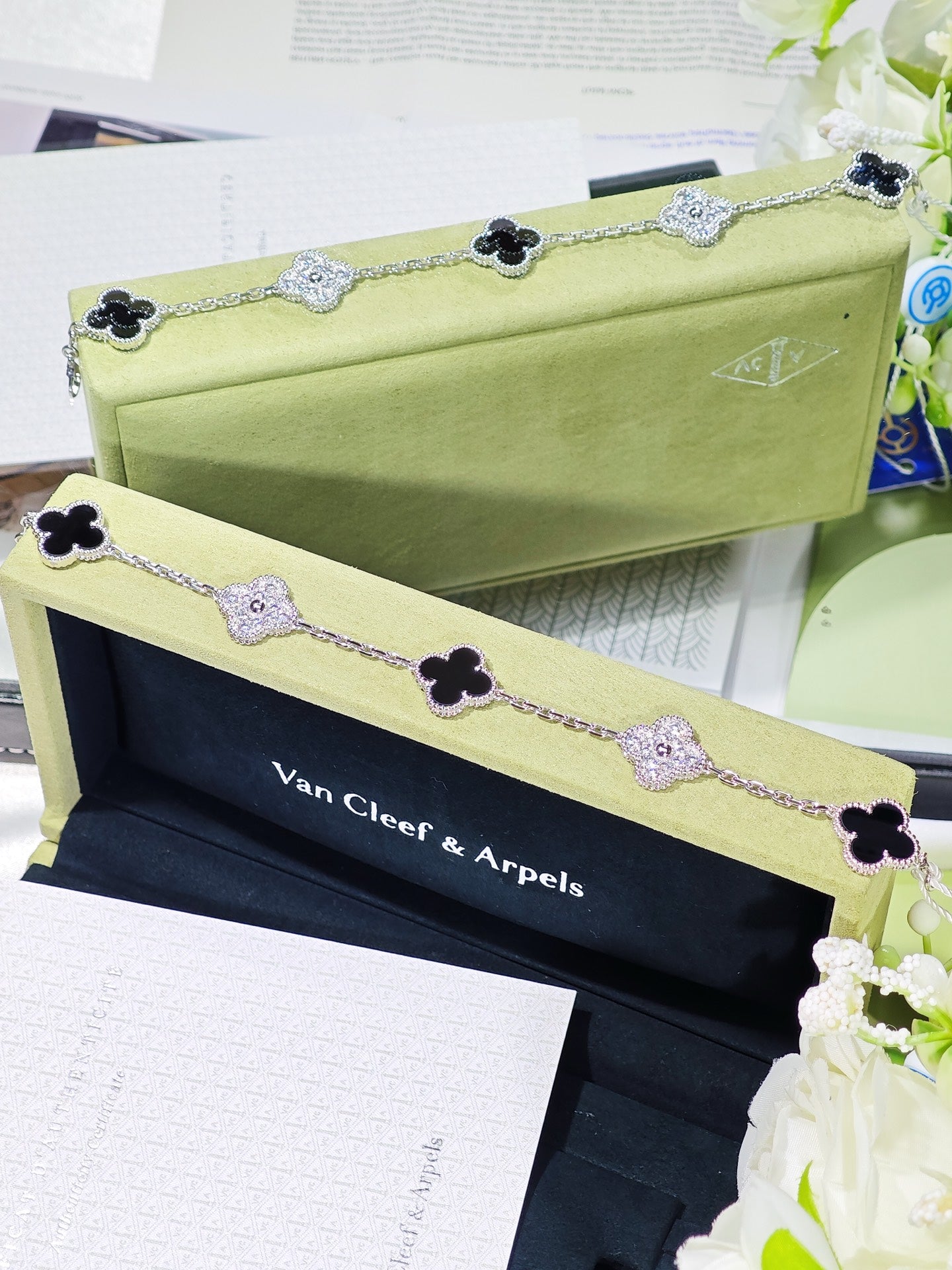 Van Cleef & Arpels Vintage Alhambra five-motif bracelet in brand box