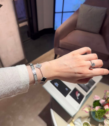Van Cleef & Arpels Vintage Alhambra five-motif bracelet worn on wrist
