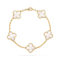 Pre-owned Van Cleef & Arpels Vintage Alhambra collection White mother of Pearl clover 5-motif bracelet