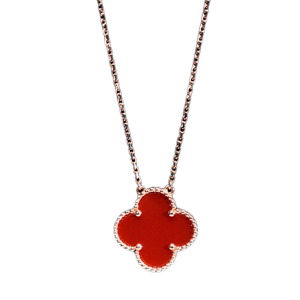 Pre-owned Van Cleef & Arpels Magic Alhambra collection rose gold 20mm Red Clover necklace