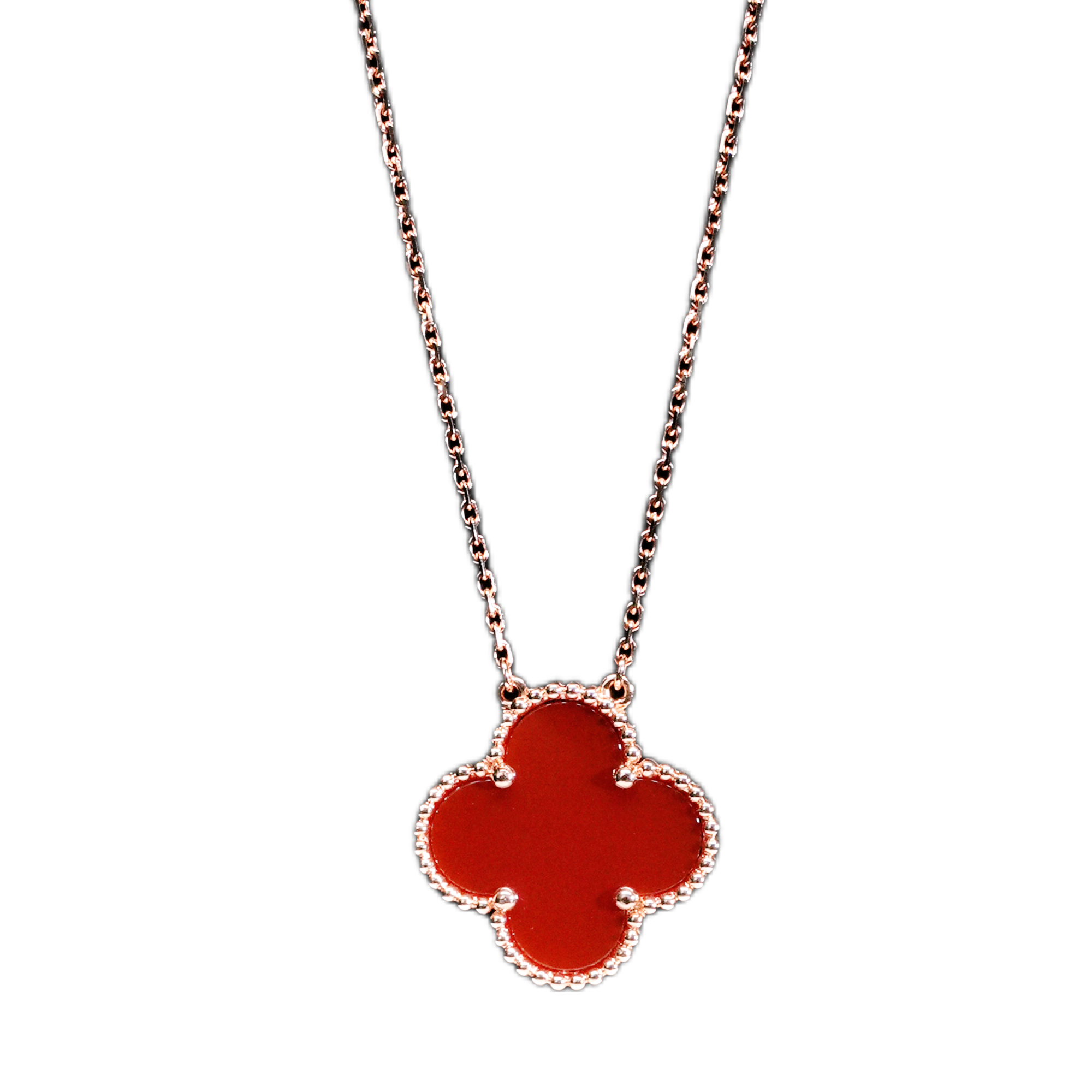 Pre-owned Van Cleef & Arpels Magic Alhambra collection rose gold 20mm Red Clover necklace