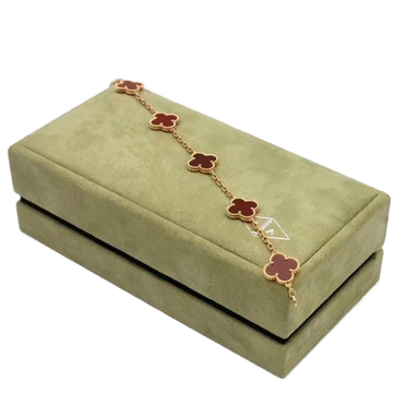 Van Cleef & Arpels Vintage Alhambra 5-Motif Red Clover Bracelet in 18K Yellow Gold