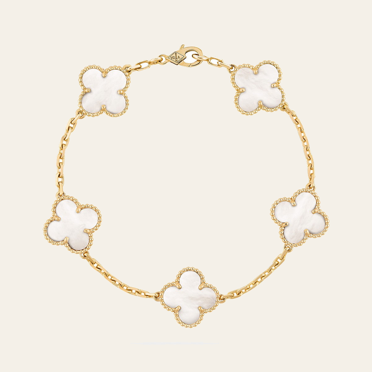 Vintage Alhambra 5-Motif White Mother-of-Pearl Bracelet