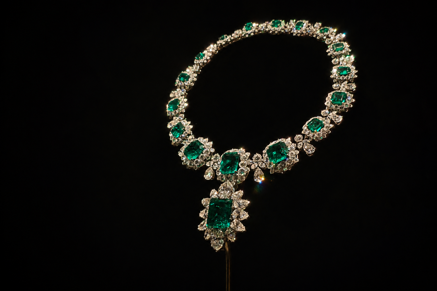 Emerald and diamond necklace hero